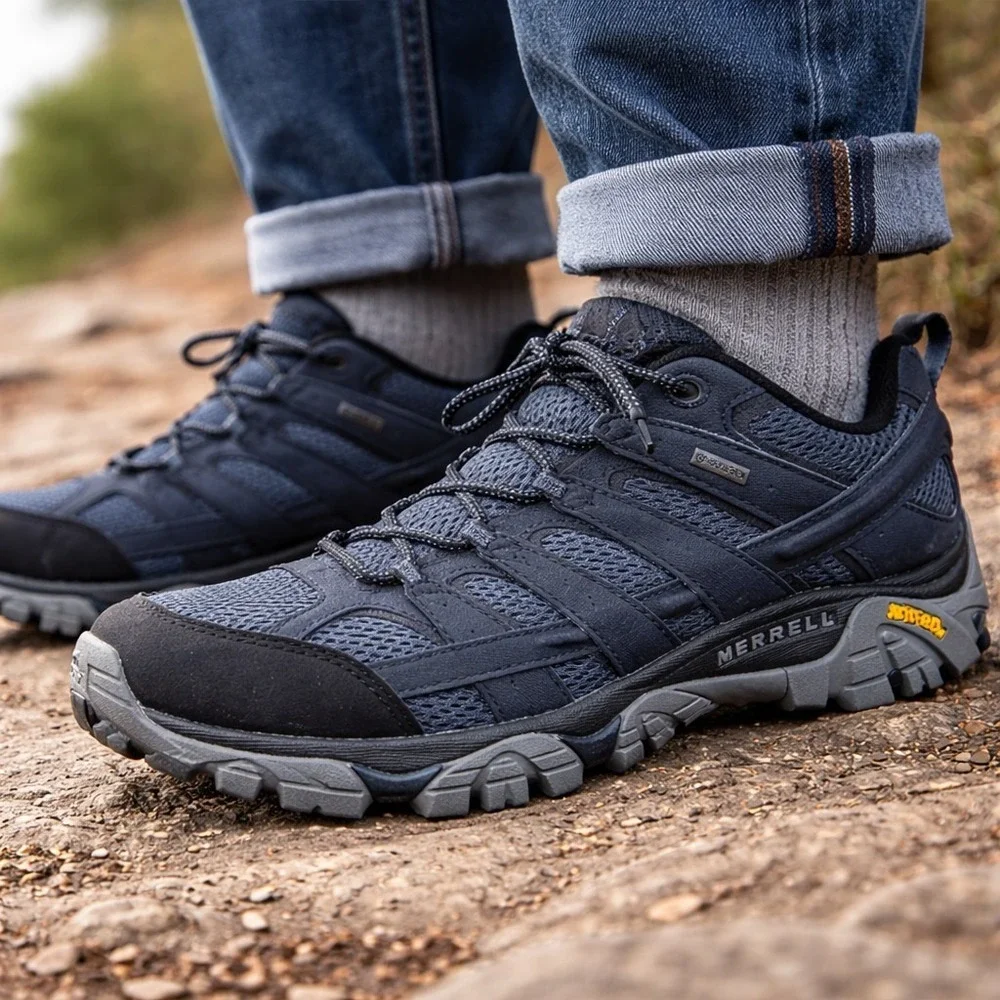 NEW Merrell Men's Moab 2 GTX Hiking Shoes Gore-Tex Size 12M in Navy Marine #874